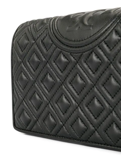 Shop Tory Burch Fleming Wallet Cross-body Bag In Black