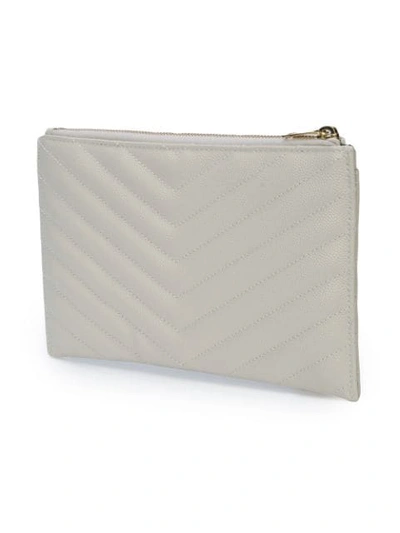 Shop Saint Laurent Monogram Bill Pouch In Neutrals