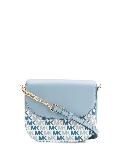 Shop Michael Michael Kors Dome Monogram Crossbody Bag - Blue