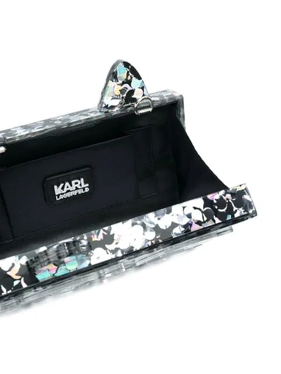 Shop Karl Lagerfeld Choupette Glitter Minaudiere Clutch In Black