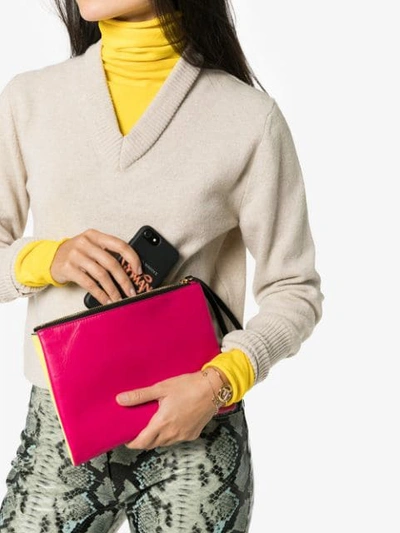 Shop Marni Pink Strap Leather Clutch Bag