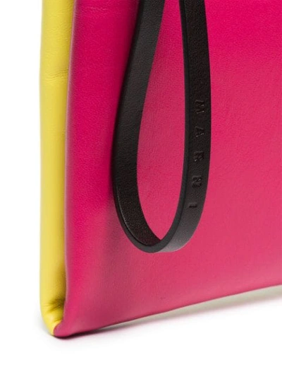 Shop Marni Pink Strap Leather Clutch Bag