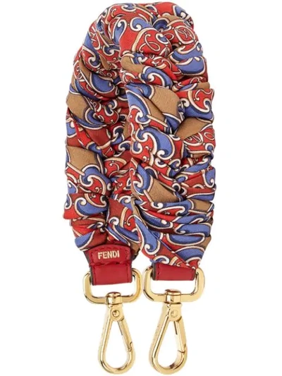 Shop Fendi Grille Royale Print Shoulder Strap In F184m-red Blue +strawberry