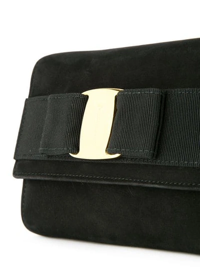 Pre-owned Ferragamo Vara Bow Chain Shoulder Bum Bag In Black