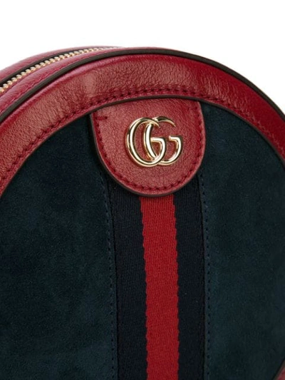 Shop Gucci Ophidia Mini Round Bag In Blue