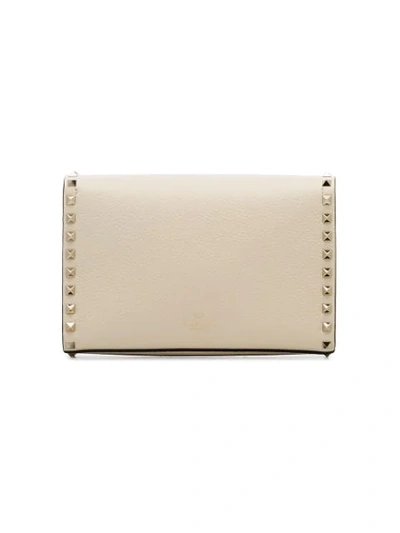 Shop Valentino Off-white Rockstud Leather Crossbody Bag
