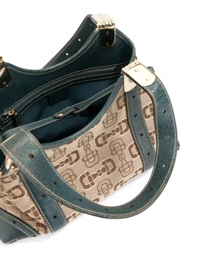 Shop Gucci Horsebit Jacquard Shoulder Bag In Brown