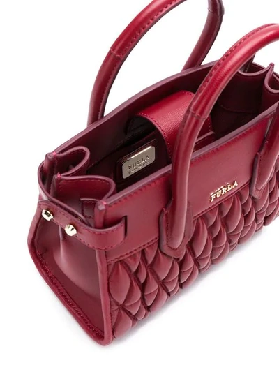 Shop Furla Pin Quilted Tote In Red