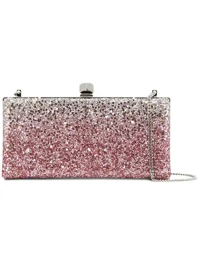 JIMMY CHOO Ellipse Platinum Ice Dusty Glitter Clutch Bag