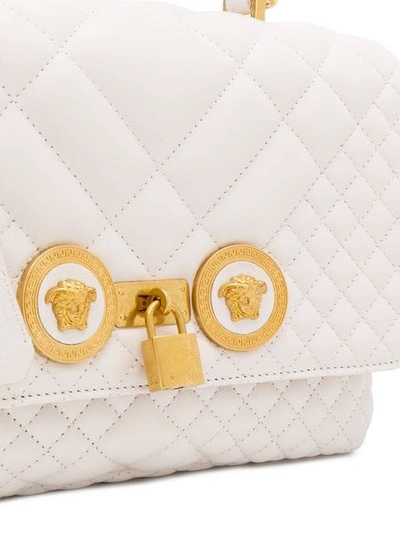 Shop Versace Quilted Icon Shoulder Bag In White