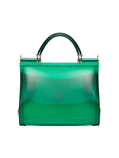 Shop Dolce & Gabbana Transparent Sicily Shoulder Bag In Green