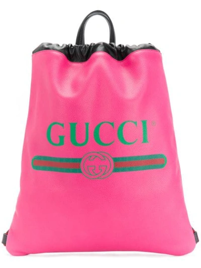 Shop Gucci Logo Printed Backpack In Pink
