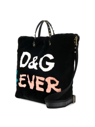 D&G 4ever皮毛购物手提包