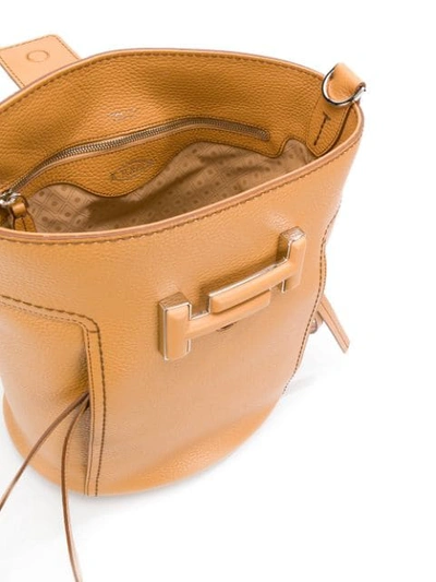 Shop Tod's Double T Bucket Bag In Brown