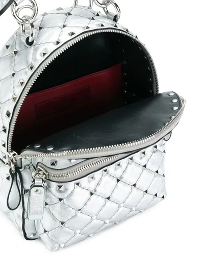 Shop Valentino Garavani Rockstud Spike Backpack In Grey