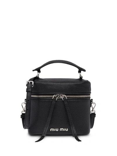 Shop Miu Miu Schultertasche Aus Madras-leder In Black