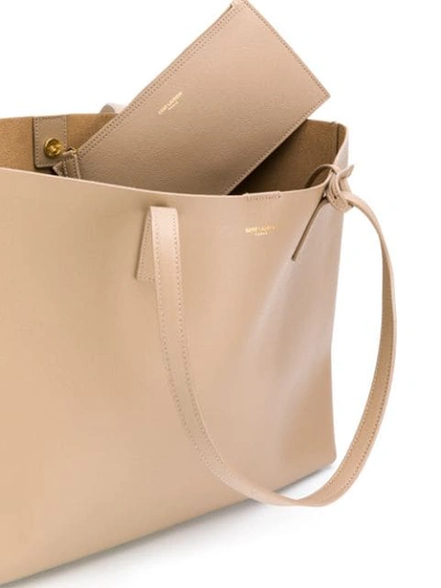 Shop Saint Laurent Shopping Tote Bag In Neutrals