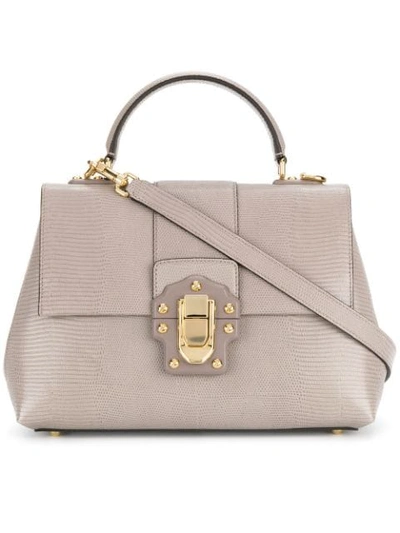 Shop Dolce & Gabbana Lucia Tote Bag In Grey