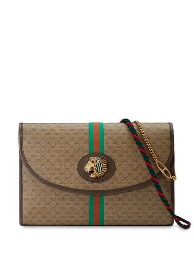 Shop Gucci Rajah Gg Medium Shoulder Bag In Brown