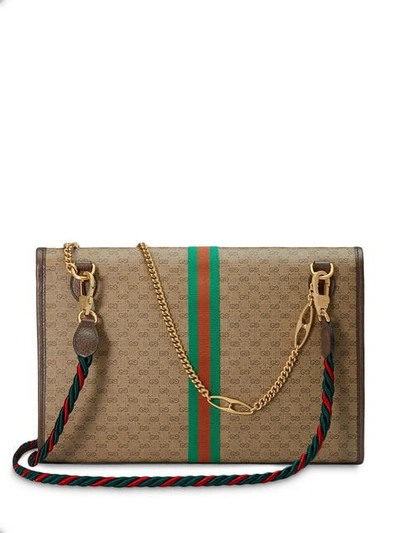 Shop Gucci Rajah Gg Medium Shoulder Bag In Brown