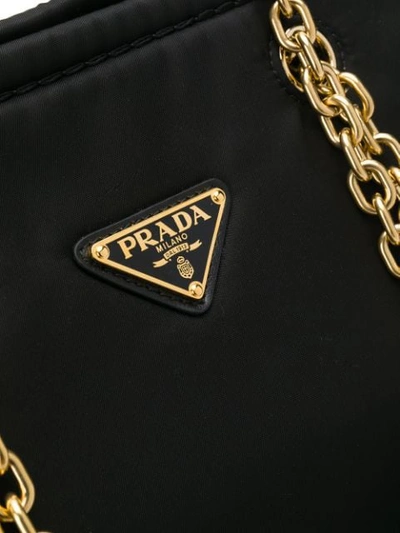 Shop Prada Logo Plaque Shoulder Bag - Black