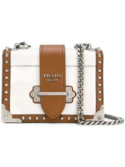 Shop Prada Cahier Shoulder Bag In White