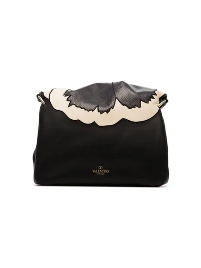 Shop Valentino Black And White  Garavani Bloomy Shoulder Bag