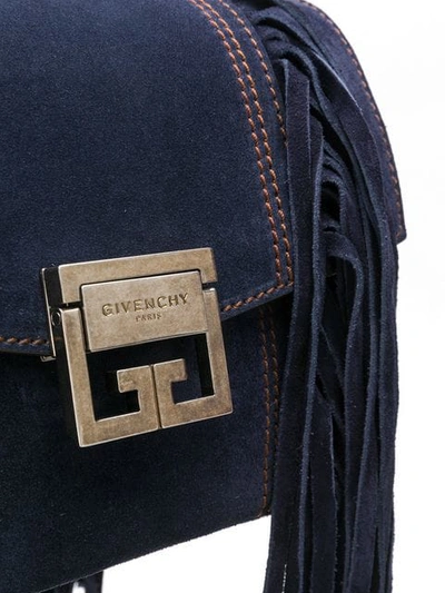 Shop Givenchy Fringes Small Gv3 Bag In Blue