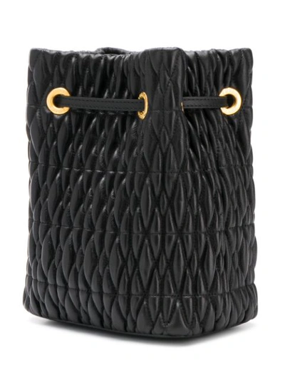 Shop Furla Stasy Quilted Bucket Bag In Black