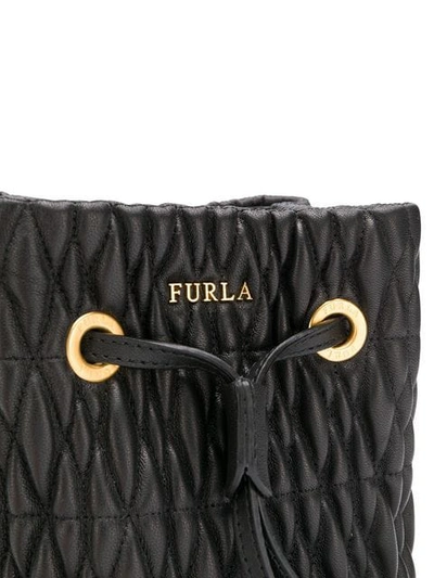 Shop Furla Stasy Quilted Bucket Bag In Black