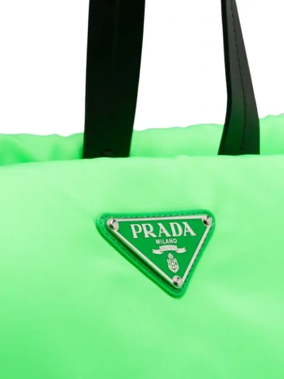 Shop Prada Large Padded Nylon Tote - Green