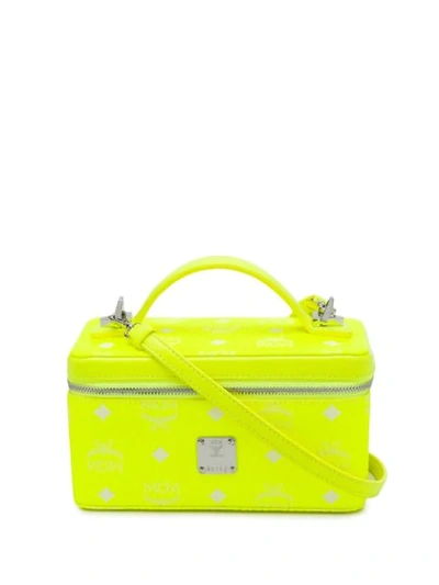Shop Mcm Neon Box Tote Bag In Yellow