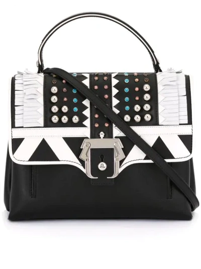 Shop Paula Cademartori Fringe Embellished Shoulder Bag In Black