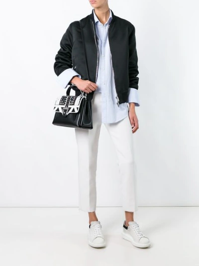 Shop Paula Cademartori Fringe Embellished Shoulder Bag In Black