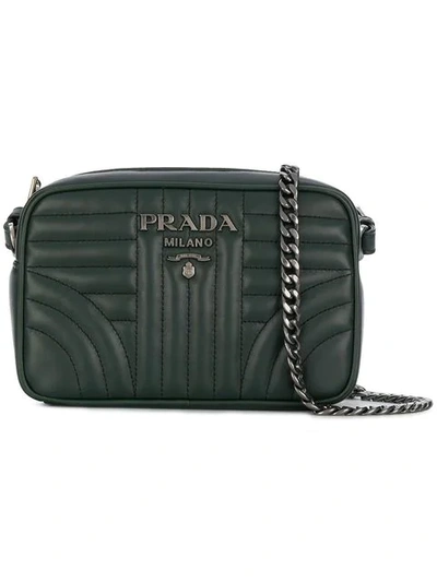 Shop Prada Quilted Logo Crossbody Bag - Green