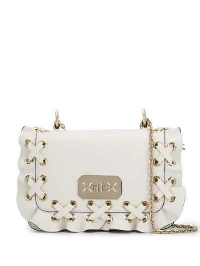 Shop Red Valentino Red(v) 'rock Ruffles' Schultertasche In White