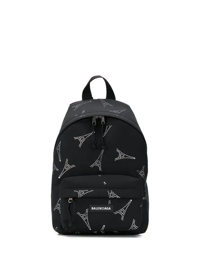 BALENCIAGA EXPLORER CRYSTAL-EMBELLISHED BACKPACK - 黑色