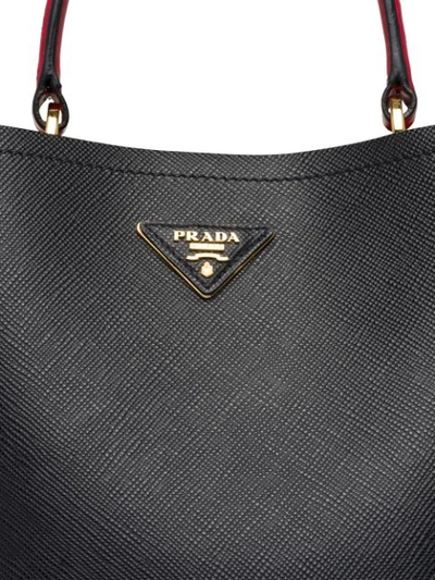 Shop Prada Double Crocodile And Leather Bag In Black