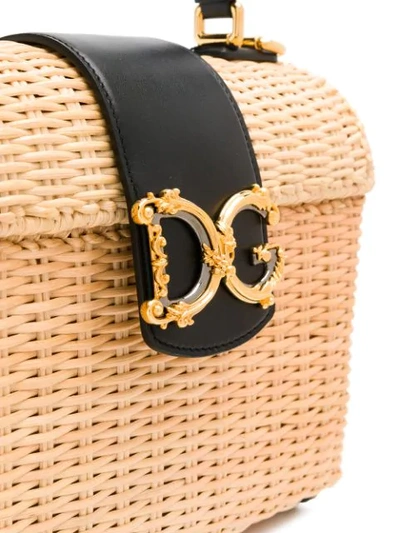 Shop Dolce & Gabbana Logo Straw Bag In Neutrals