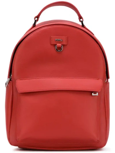 Shop Furla Logo Plaque Backpack In Red