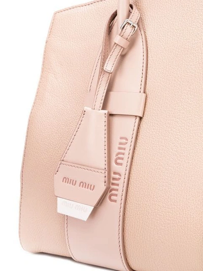 Shop Miu Miu Top-handle Logo Tote In Pink