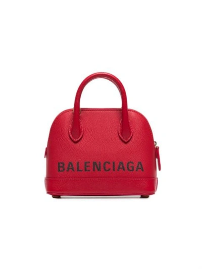 Shop Balenciaga Red Ville Xxs Leather Top Handle Bag In 6513 Red