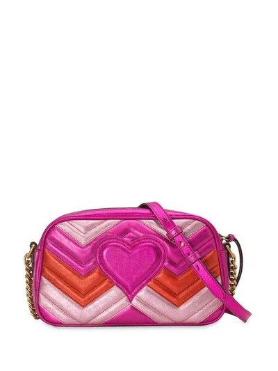 Shop Gucci Gg Marmont Small Matelassé Shoulder Bag In Pink