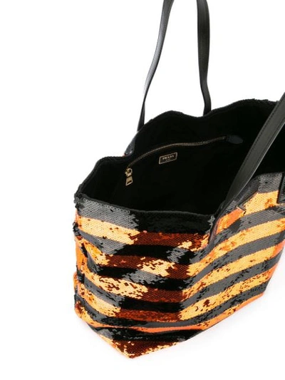 Shop Prada Vintage Striped Tote - Black