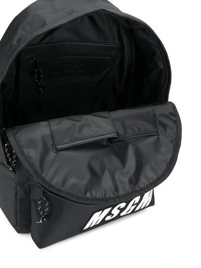 Shop Msgm Embroidered Logo Backpack In Black