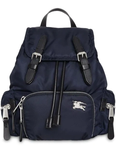 Shop Burberry The Small Crossbody Rucksack In Puffer Nylon In Blue