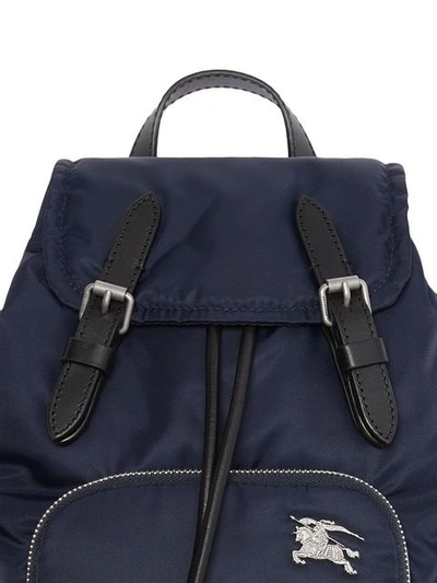 Shop Burberry The Small Crossbody Rucksack In Puffer Nylon In Blue