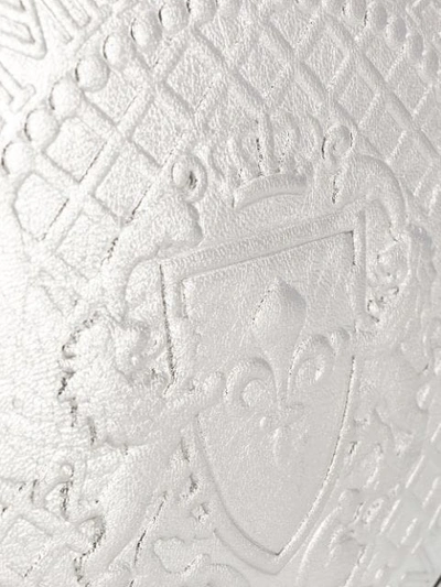 Shop Balmain Logo Embossed Crossbody Bag In Silver