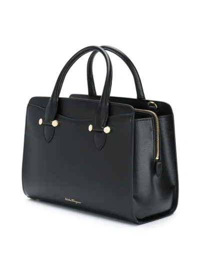Shop Ferragamo Small Double Handle Bag In Black