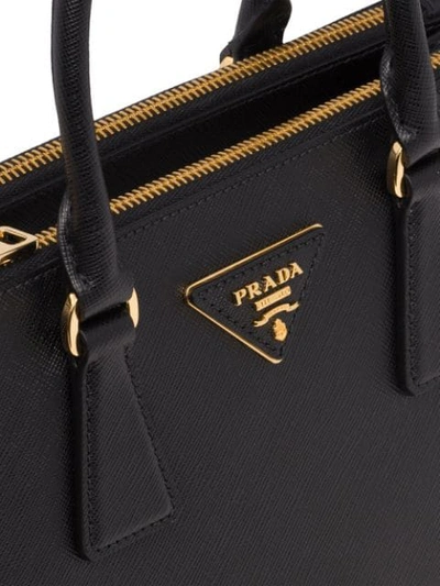 Shop Prada Small Galleria Leather Tote Bag In Black